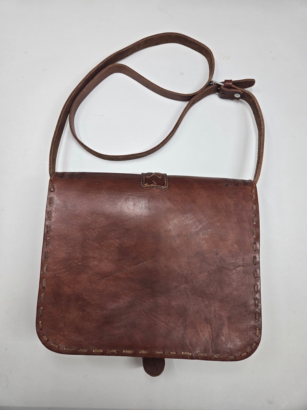 Handwoven Leather Crossbody Bag Brown 8544 - Picture 4 of 10